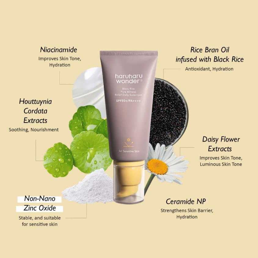 HARUHARU WONDER Black Rice Moisture Pure Mineral Relief Sunscreen SPF50+ Pa++++
