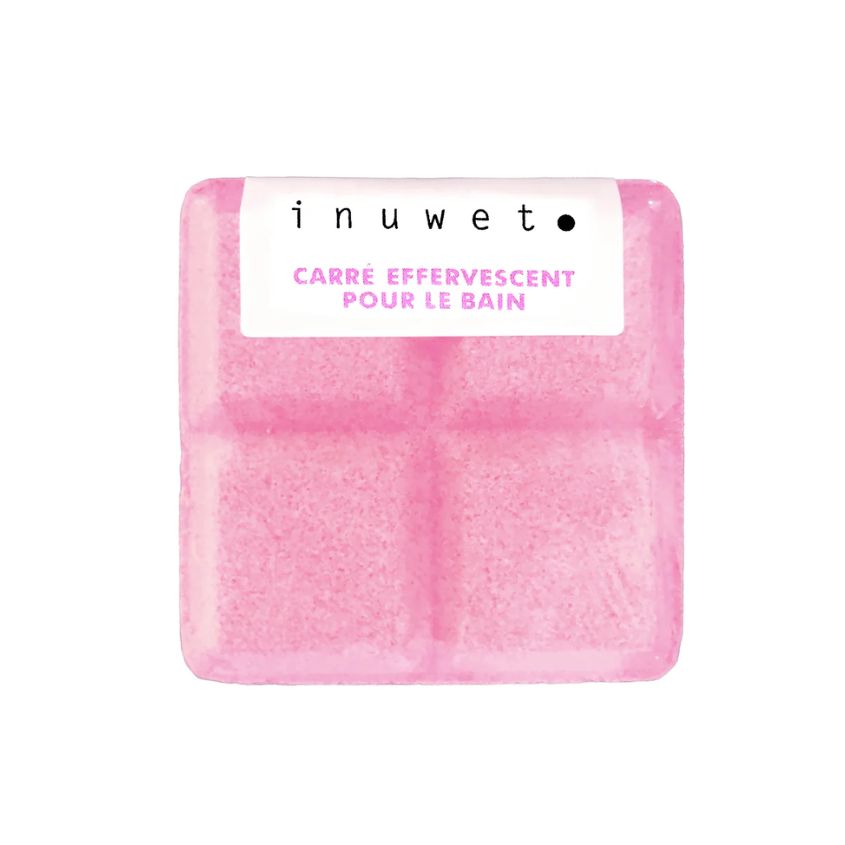 INUWET SQUARE MINI FIZZER BATH SLAB - STRAWBERRY 50G