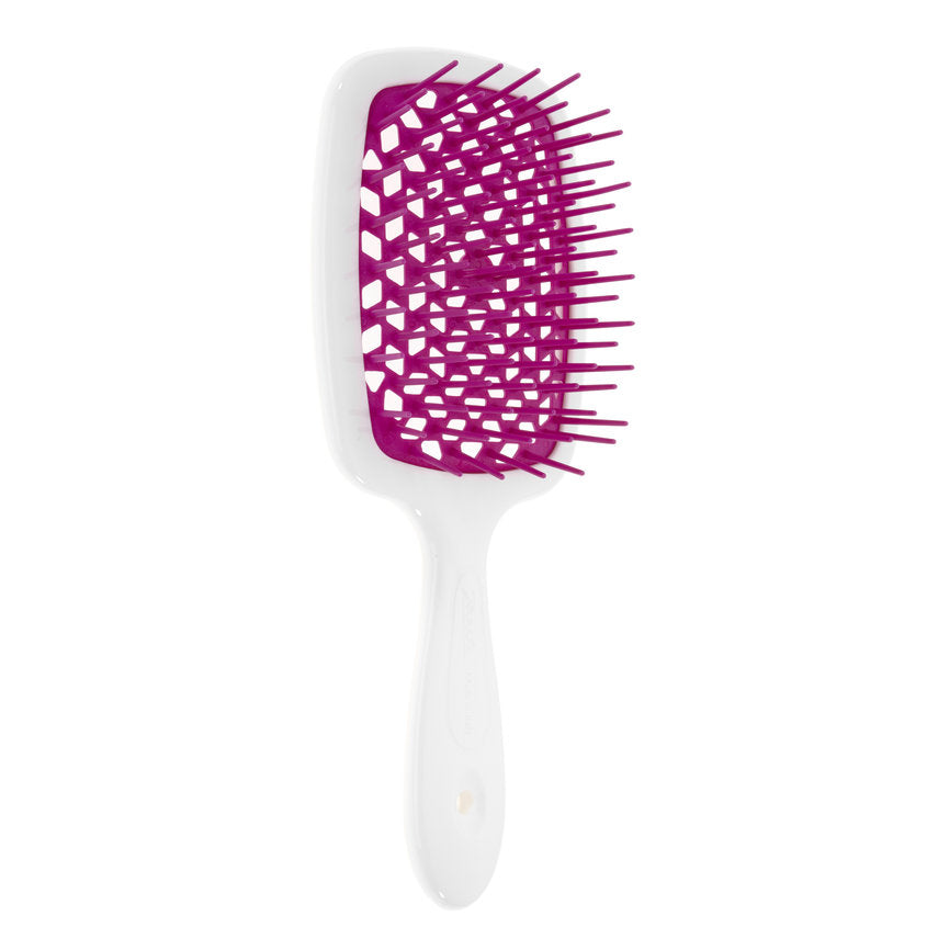 SUPERBRUSH VENTED BRUSH WITH SOFT PINS WHITE FUCHSIA