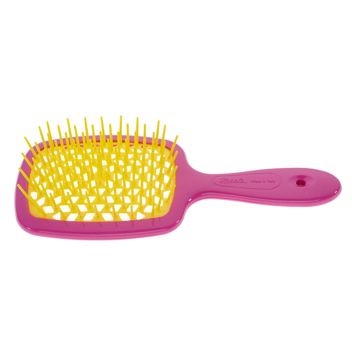 SUPERBRUSH VENTED BRUSH WITH SOFT PINS FLUO FUCHSIA/YELLOW