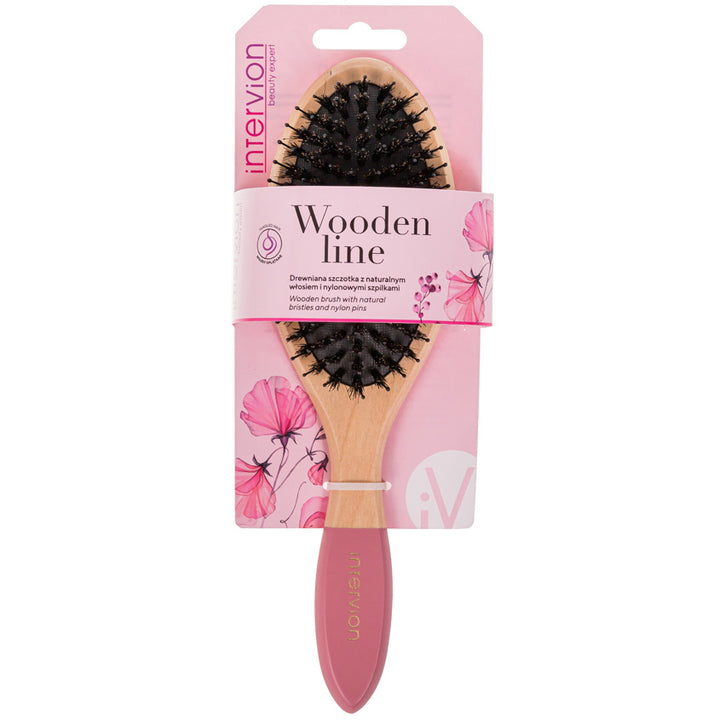 Hair brushes WOODEN BRUSH WITH NATURAL BRISTLES AND NYLON PI