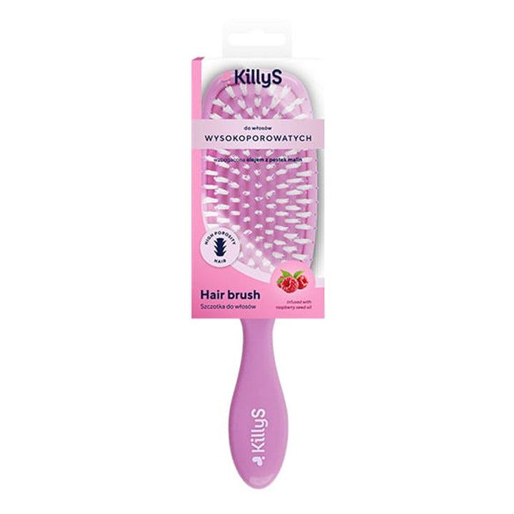 HAIRBRUSH FOR HIGH POROSITY HAIR ENRICHED WITH RASPBERRY SEED OIL AND FLAVOR