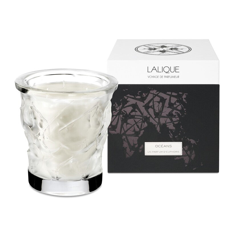 LALIQUE CRYSTAL CANDLE VASE OCEANS 750G