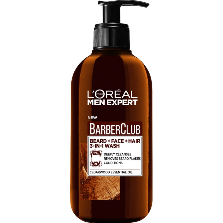 Cleansing Gel 3 in 1 for Beard + Face + Hair, with Cedarwood Oil Men Expert Barber Club