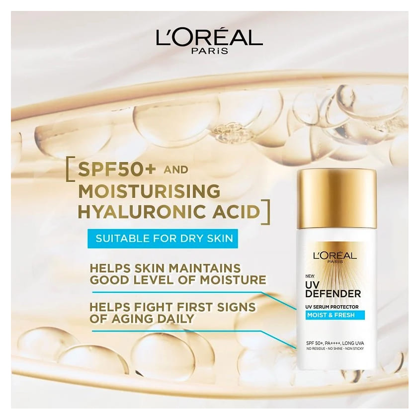 L'ORÉAL PARIS ANTI-AGING SUNSCREEN SPF 50+ WITH HYALURONIC ACID 50 ML – توصيل مجاني