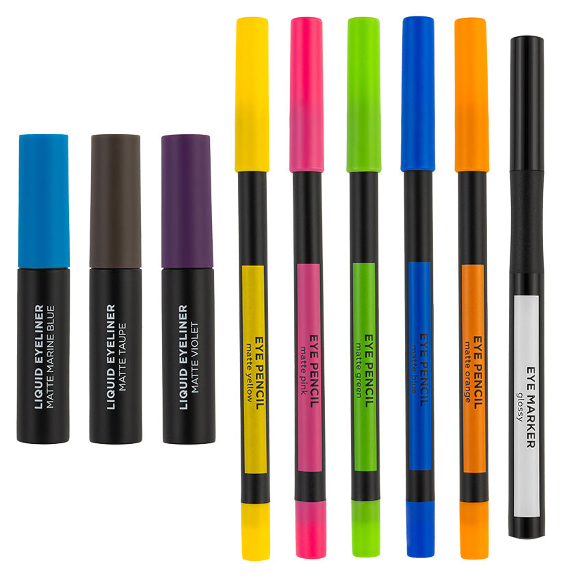 LETOILE CREATIVE LOOKS makeup set (5 matte eye pencils, 1 black eye-marker, 3 liquid eye liners) – buy online
