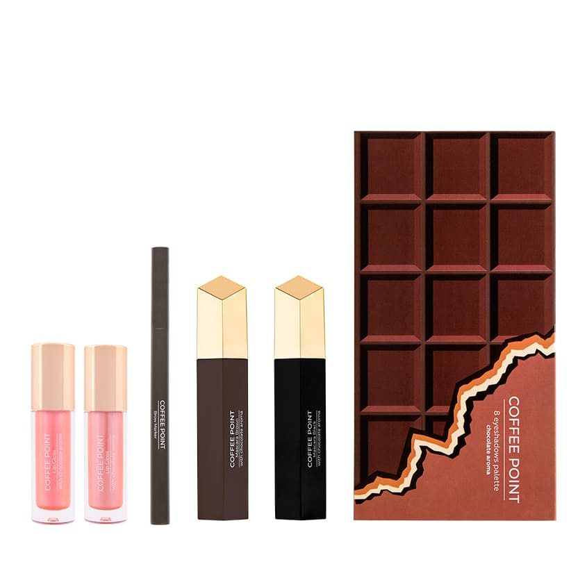 LETOILE COFFEE POINT MAKEUP SET (2 mascaras, brow marker, 2 lip glosses, eyashadows palette 8 colors) – buy online