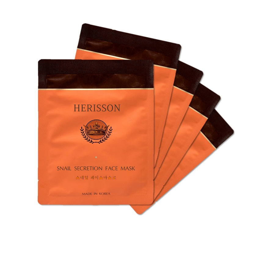 HERISSON SET OF SNAIL SECRETION FACE SHEET MASKS ANTI-WRINKLE,  5PCS * 25 – توصيل مجاني