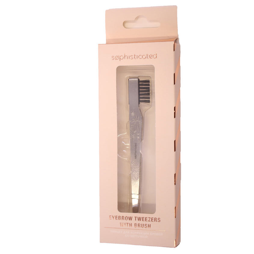 EYEBROW TWEEZERS WITH BRUSH, 1pc