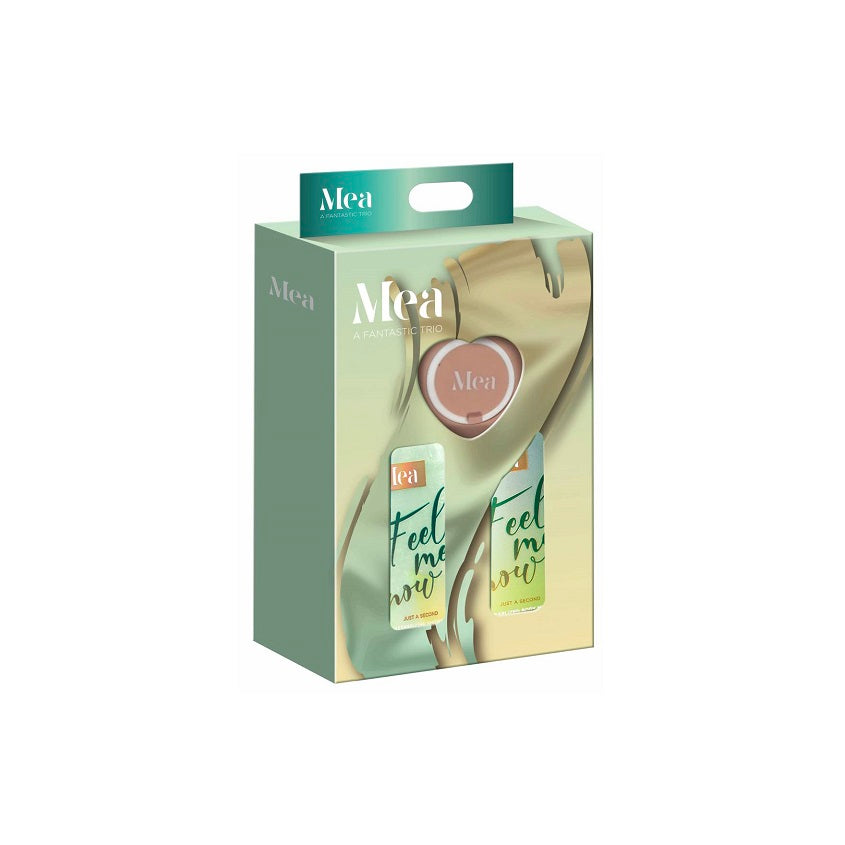 (sh gel300ml, body milk300ml, washcloth silicon)Set 53 Mea box holograph Just a moment