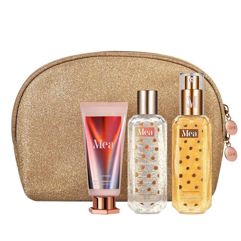 Set 56 Mea Cosmetic bag Sweet champagne(sh gel100ml, body milk100ml, hand cream50ml) – buy online