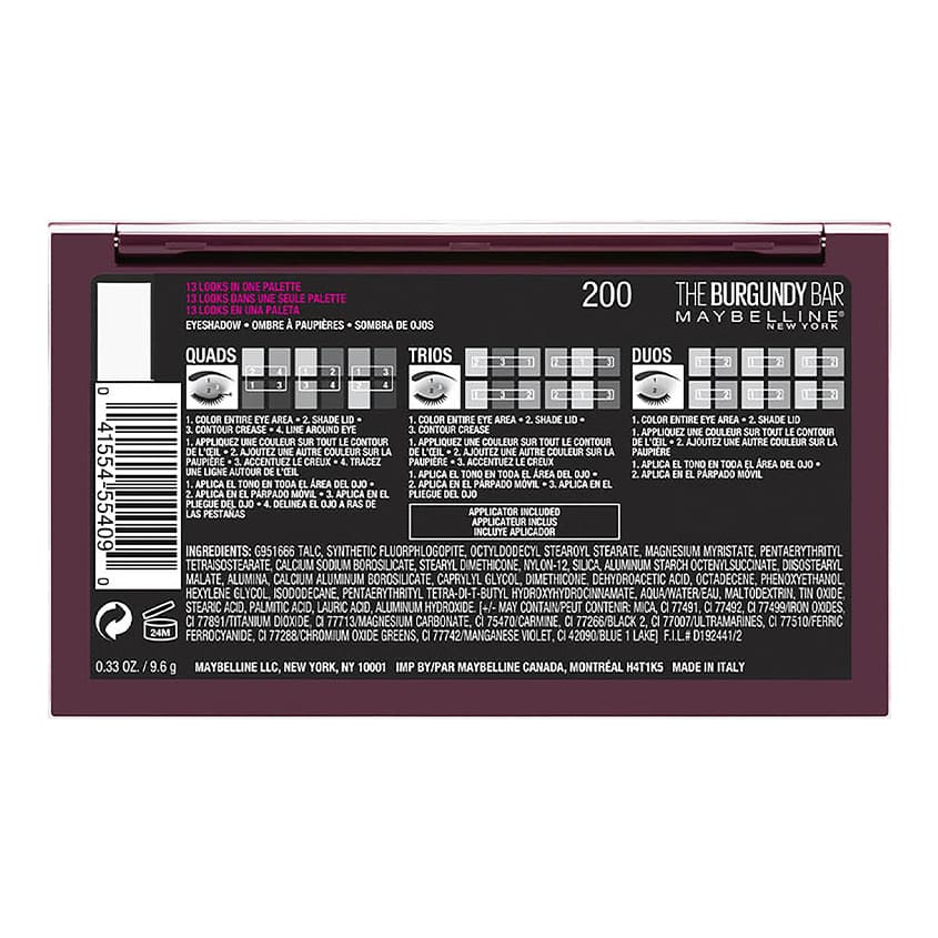 Eyeshadow Palette The Burgundy Bar