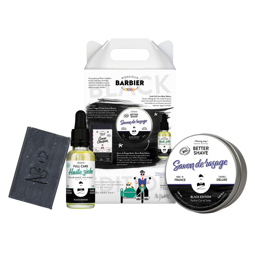 THE BLACK EDITION BOX(BEARD OIL 30ML+SHAVING SOAP 150ML+FACE SOAP 100G)