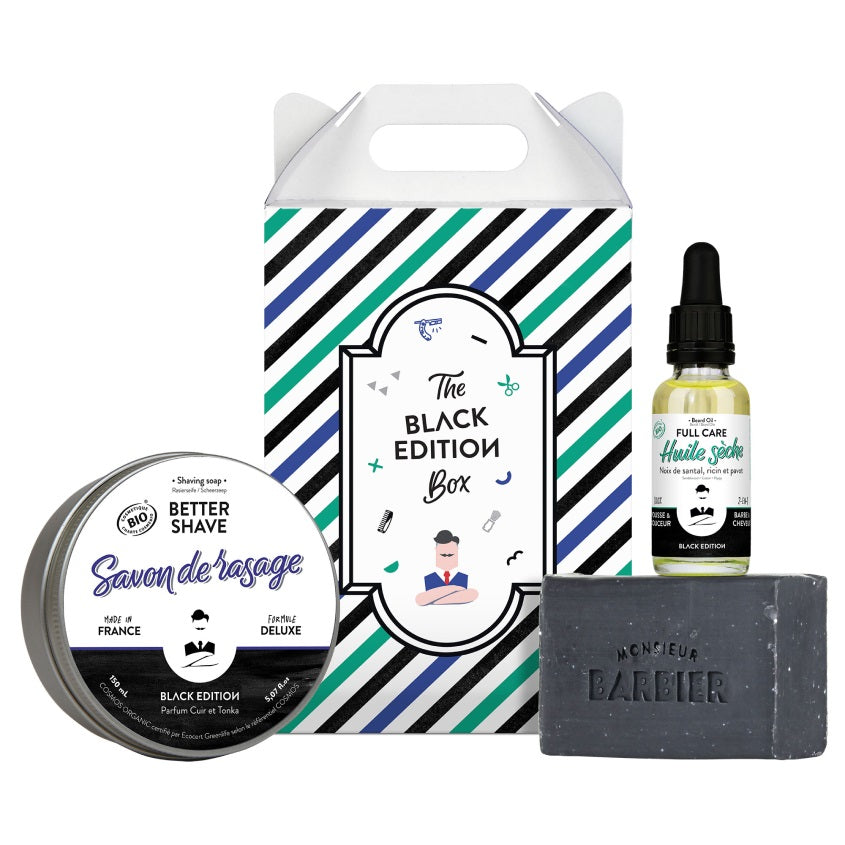 THE BLACK EDITION BOX(BEARD OIL 30ML+SHAVING SOAP 150ML+FACE SOAP 100G)