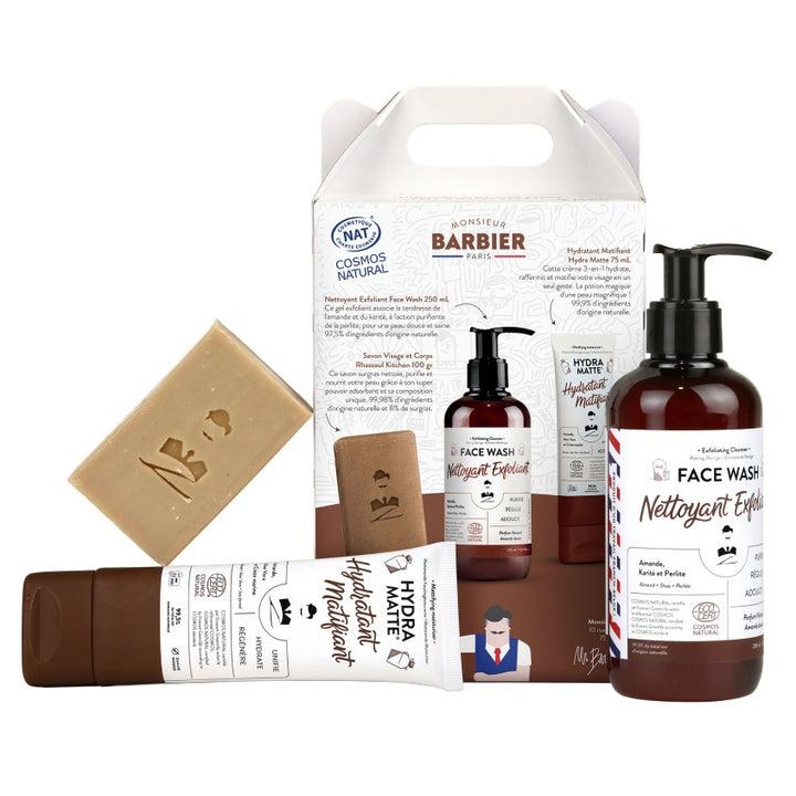 Facial skin care THE HAPPY FACE BOX(MATTIFYING MOISTURIZER 75ML+EXFOLIATING CLEANSER 250ML+FACE SOAP 100G)