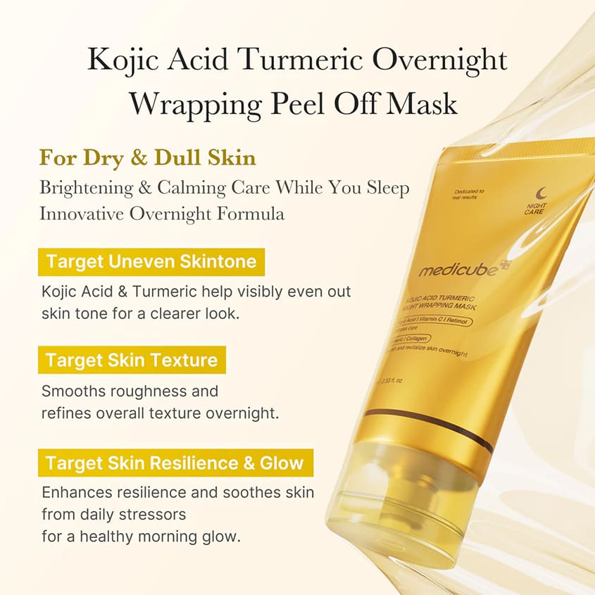 MEDICUBE KOJIC ACID TURMERIC NIGHT WRAPPING MASK, 75 ML – photo 5