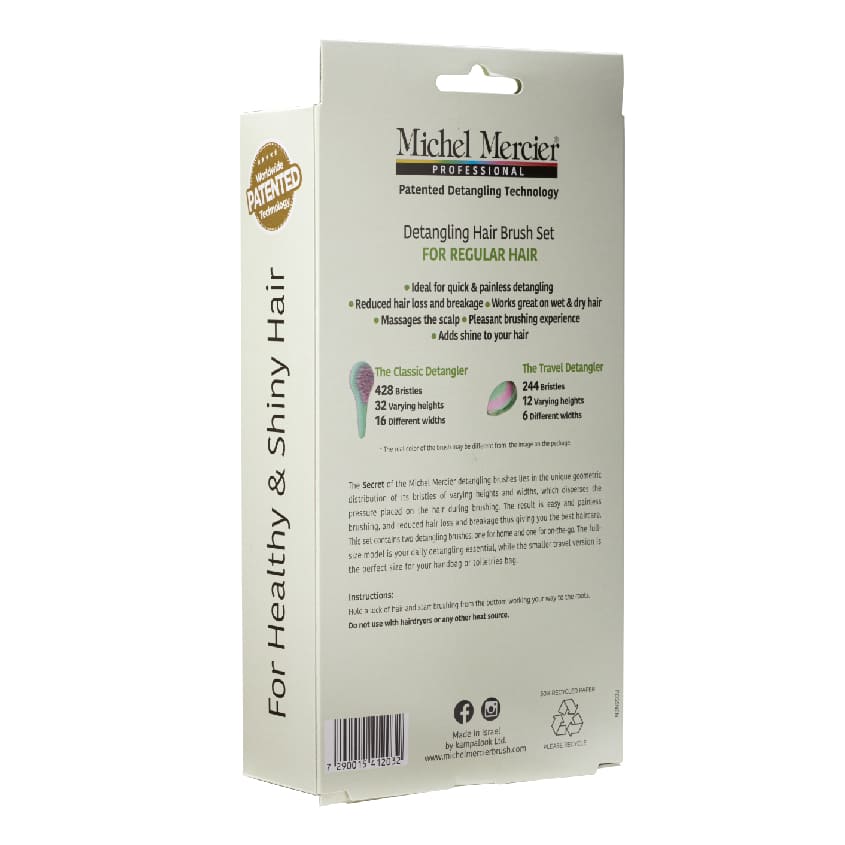 MICHEL MERCIER GREEN PASTEL SET (HOME & TRAVEL DETANGLER REGULAR HAIR) – متجر إلكتروني