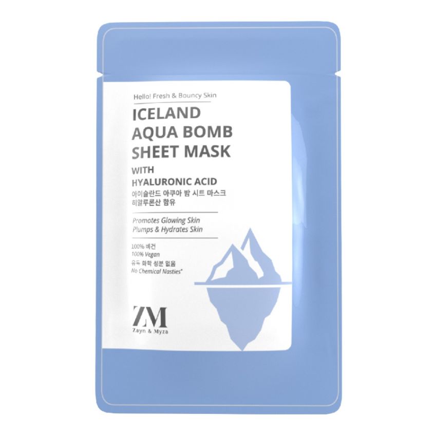 ZAYN & MYZA ICELAND AQUA BOMB SHEET MASK 20 GM WITH HYALURONIC ACID
