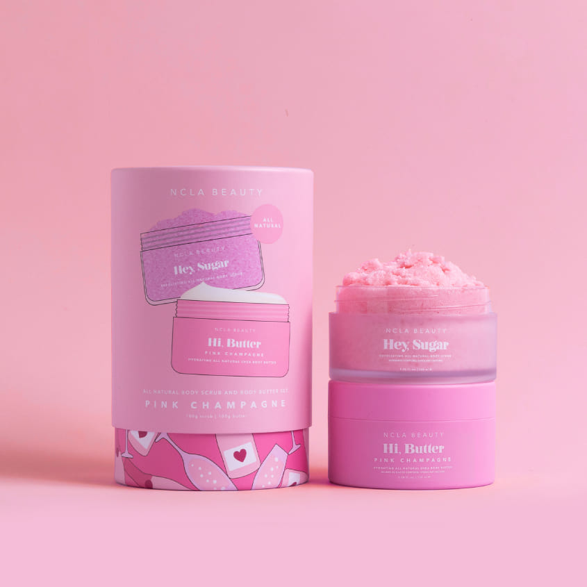 NCLA BEAUTY PINK CHAMPAGNE BODY CARE SET 2 X 100ML