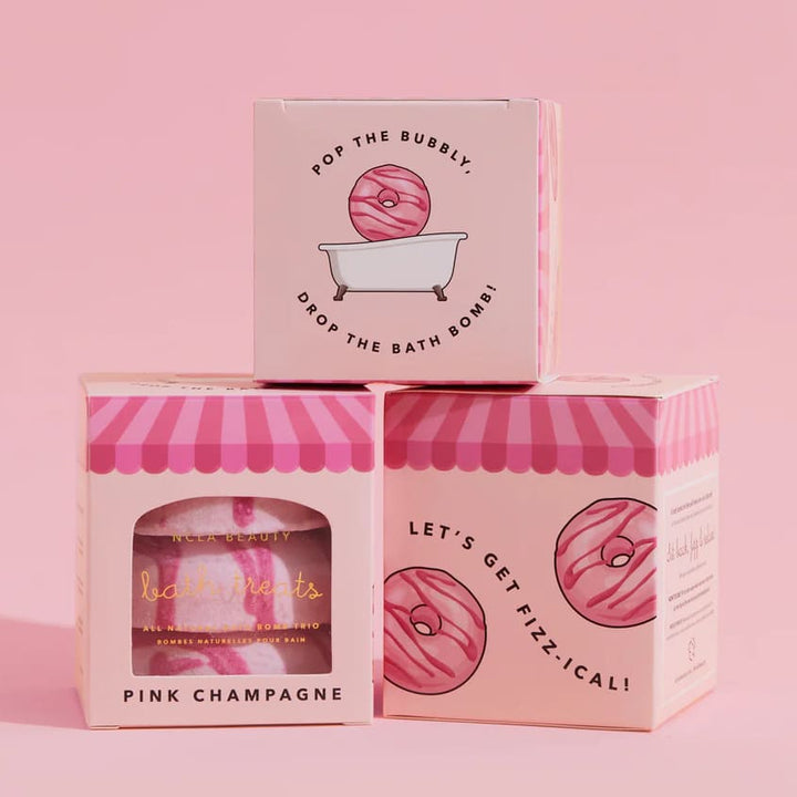 Pink Champagne Bath Treats Bath Bomb Trio