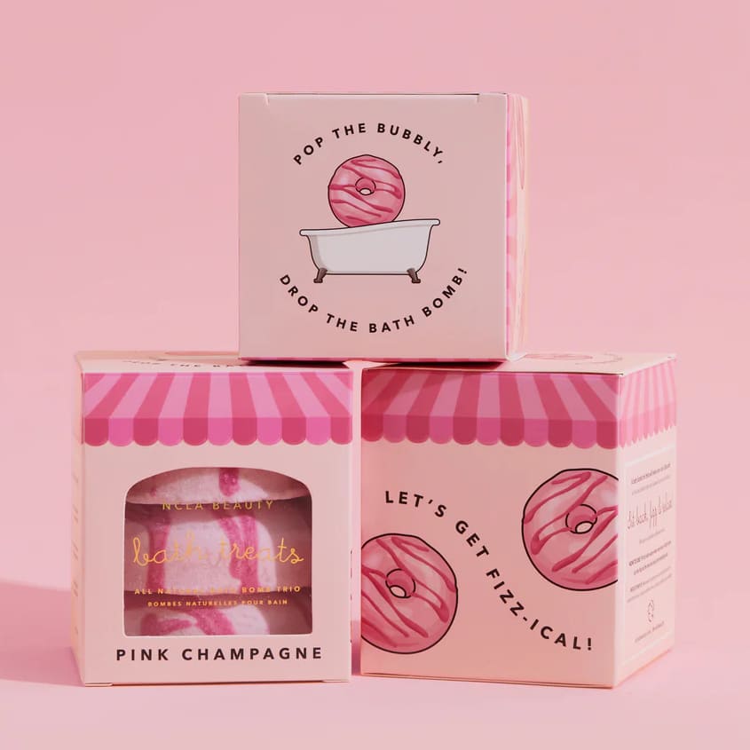 Pink Champagne Bath Treats Bath Bomb Trio