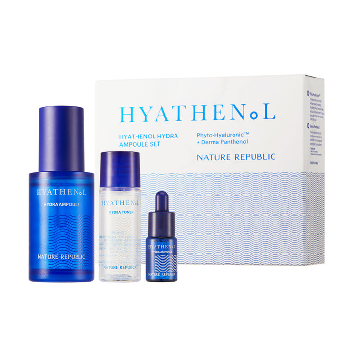 Facial skin care Set: Hyathenol Hydra Ampoule (30 ml), Hyathenol Hydra Toner (20 ml), Hyathenol Hydra Ampoule (4 ml)