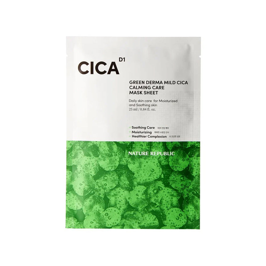 NATURE REPUBLIC GREEN DERMA MILD CICA CALMING CARE MASK SHEET 25ML