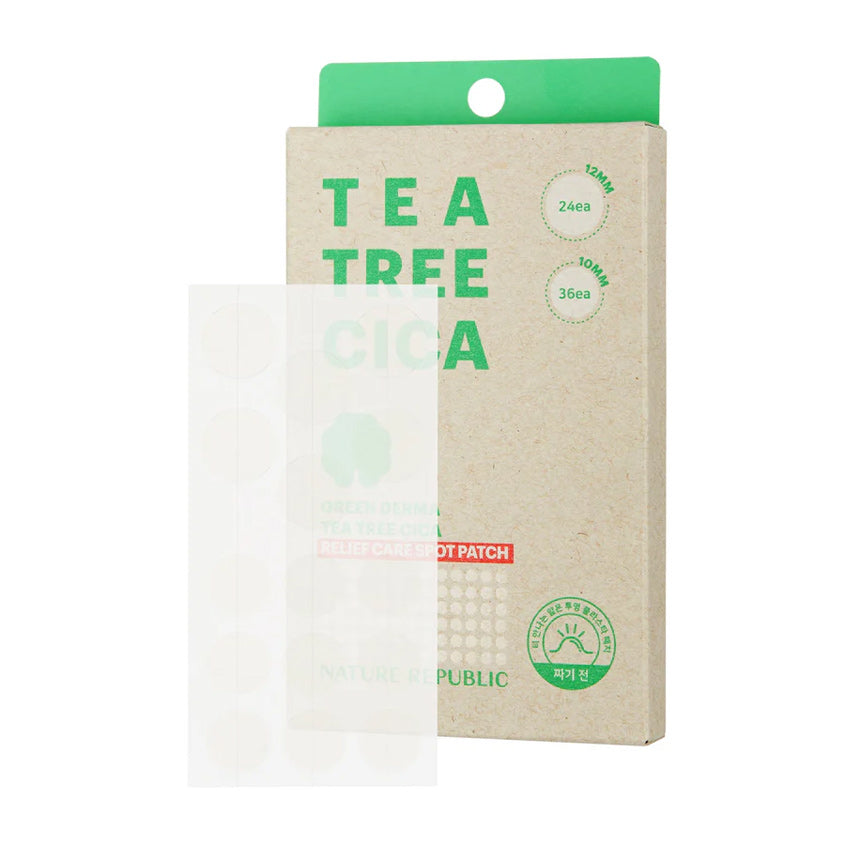 NATURE REPUBLIC GREEN DERMA TEA TREE CICA RELIEF CARE SPOT PATCH 60PCS