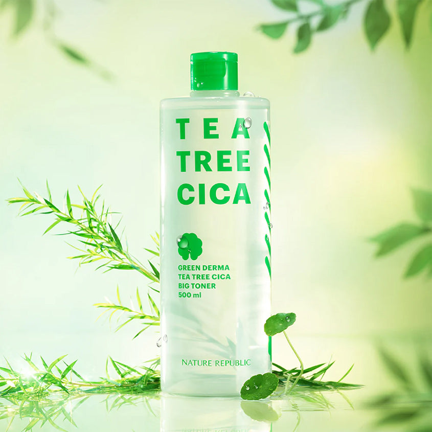 NATURE REPUBLIC GREEN DERMA TEA TREE CICA BIG TONER 500ML – صورة 7
