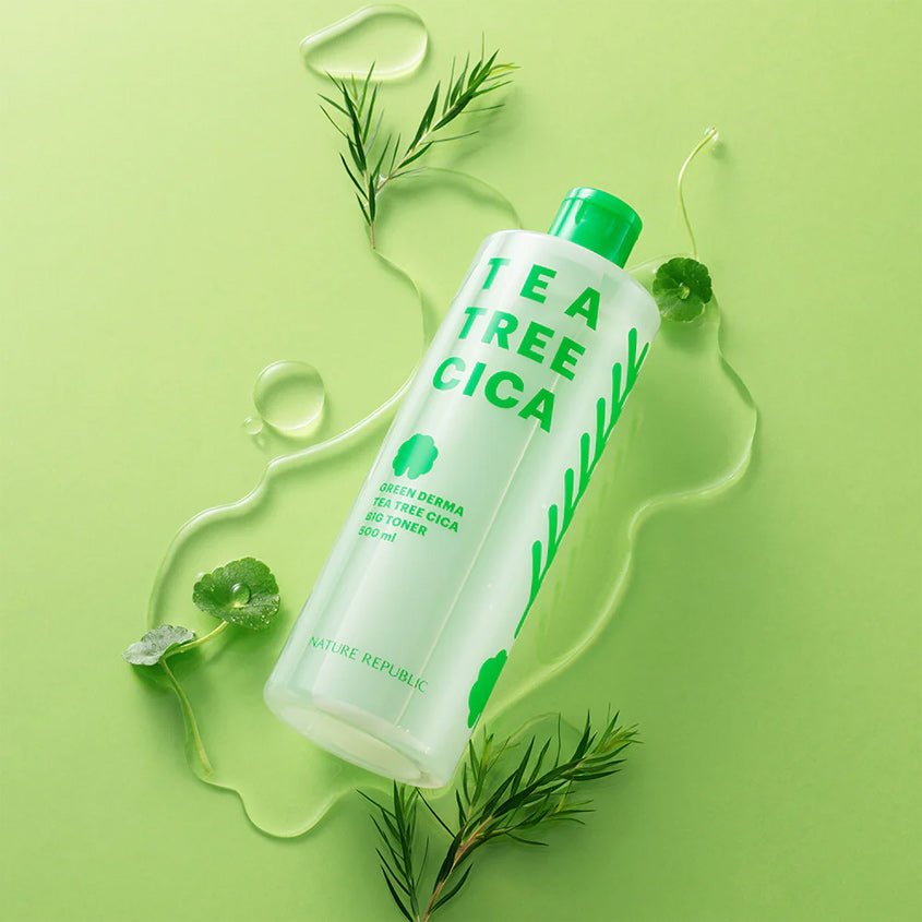 NATURE REPUBLIC GREEN DERMA TEA TREE CICA BIG TONER 500ML – صورة 5