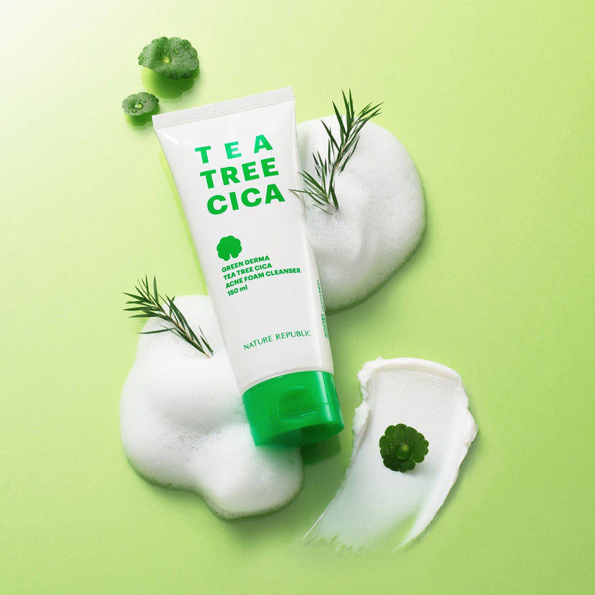 NATURE REPUBLIC GREEN DERMA TEA TREE CICA ACNE FOAM CLEANSER 150ML – free delivery