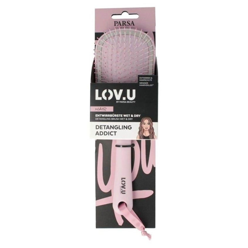 PARSA HAIR BRUSH LOV.U LARGE OVAL PINK 1PC