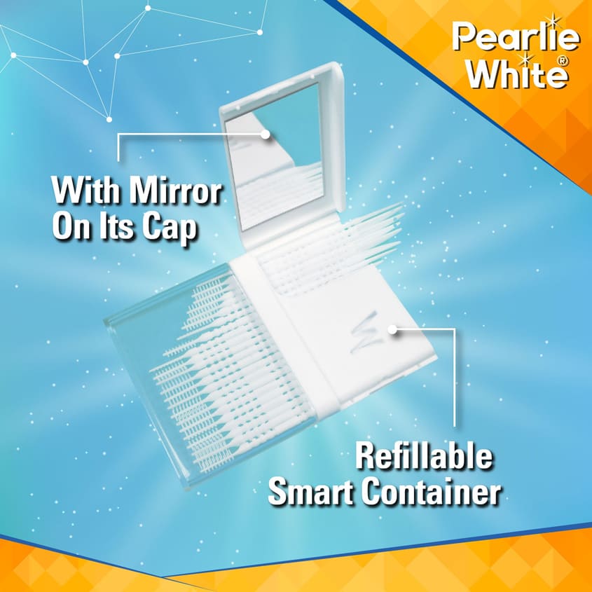 PEARLIE WHITE بيرلي وايت أورال بيكس علبة رفيعة مع مرآة، 110 قطعة – صورة 7