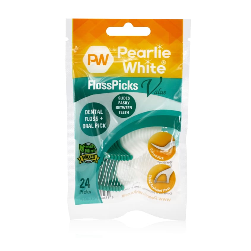 PEARLIE WHITE بيرلي وايت فلوسبكس فالو 2 في 1 فلوسر بالنعناع، 24 قطعة