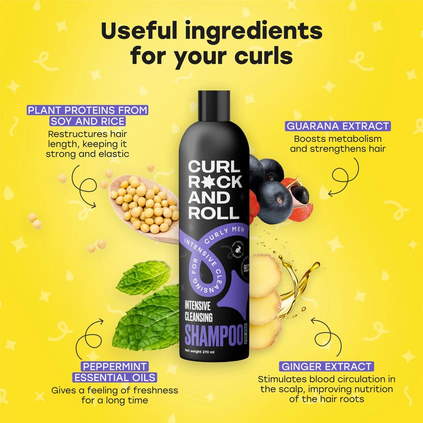 Shampoo for men intensive cleansing for curly men, 270 ml