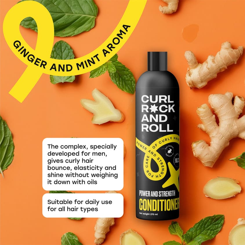 Conditioner for men power and strength for care of curly hair, 270 ml