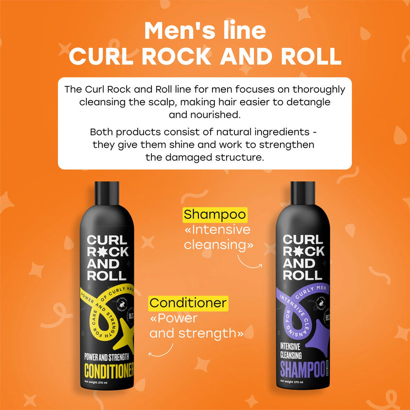 Conditioner for men power and strength for care of curly hair, 270 ml