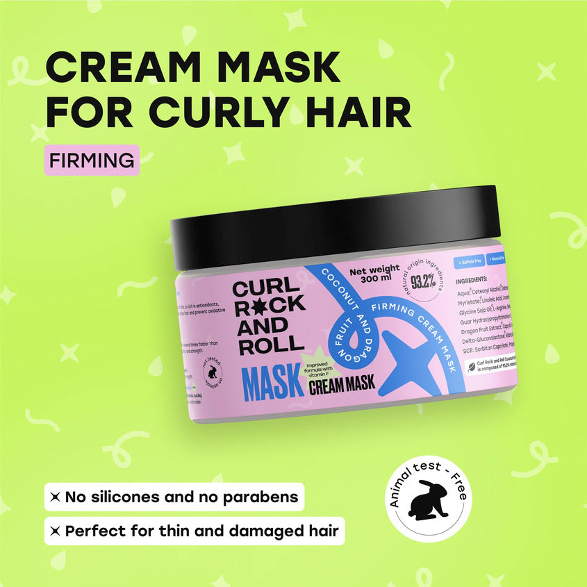 CURL ROCK AND ROLL كيرل روك آند رول ماسك كريمي مقوي بجوز الهند وفاكهة التنين، 300 مل – شراء أونلاين