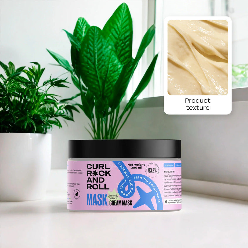 CURL ROCK AND ROLL كيرل روك آند رول ماسك كريمي مقوي بجوز الهند وفاكهة التنين، 300 مل – صورة 8