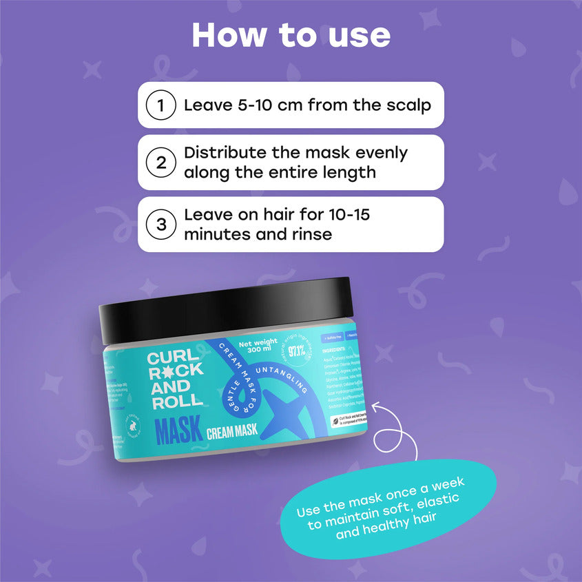 CURL ROCK AND ROLL Creamy mask for gentle untangling, 300 ml – photo 9