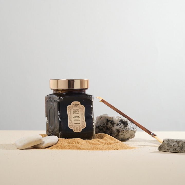 Voyage Delices Black Soap for Face and Body with Eucalyptus