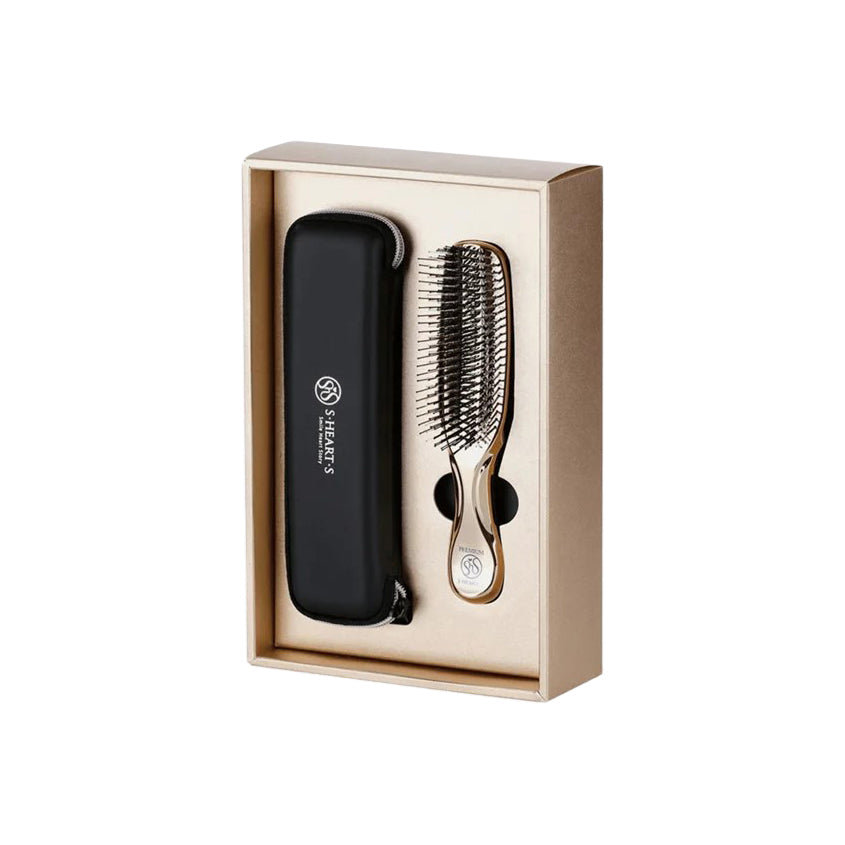 S-HEART-S Scalp Brush World Premium Long - Champagne/Gold/Gift box)