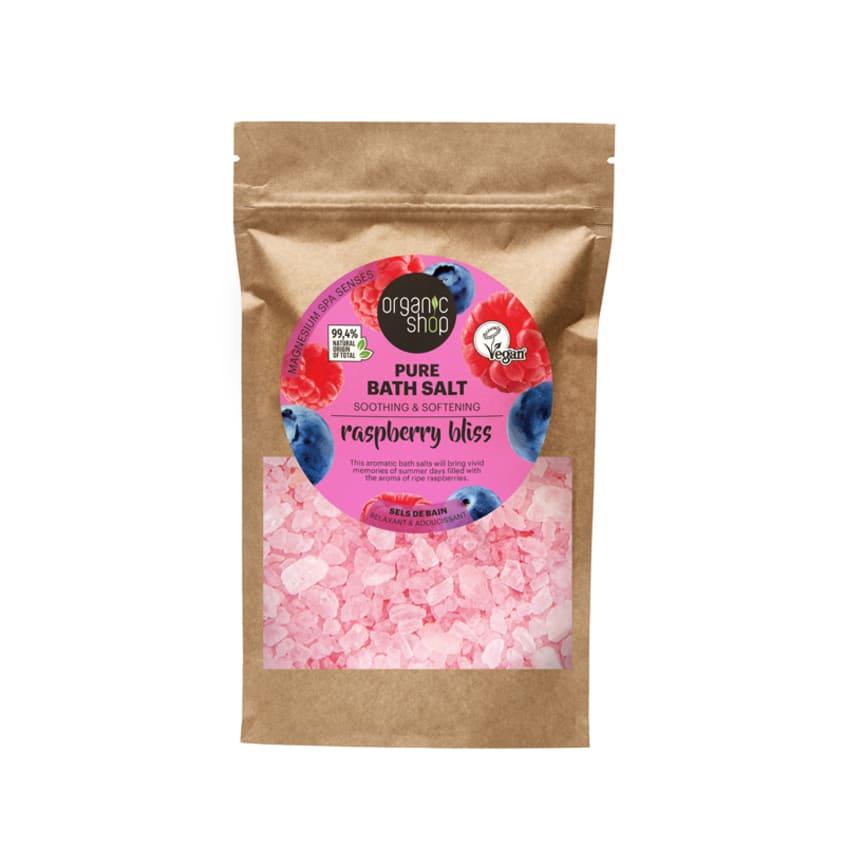 ORGANIC SHOP OS RASPBERRY BLISS. PURE BATH SALT, 500 G