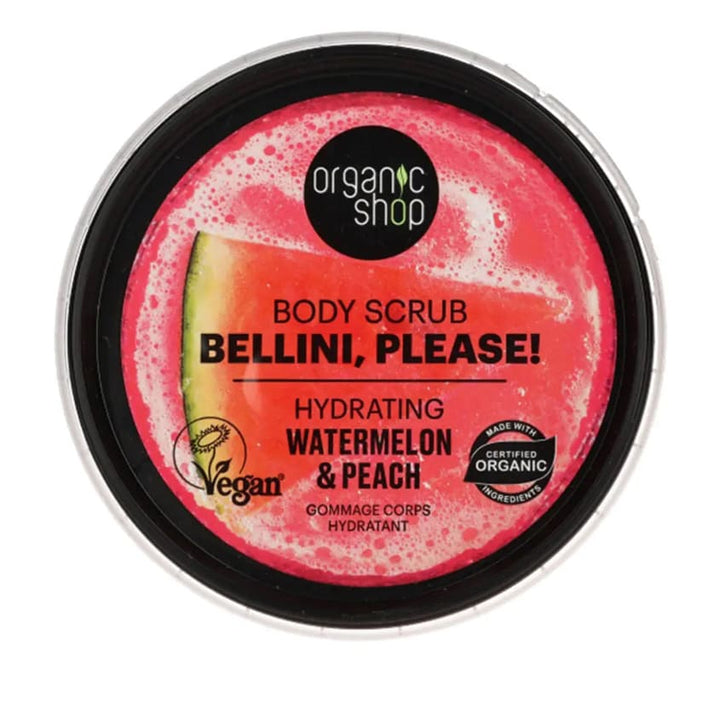 Body care OS Bellini, please! body scrub. Hydrating. Watermelon & Peach, 250 ml
