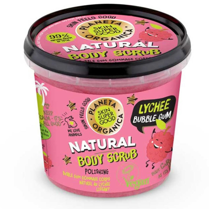 SKIN SUPER GOOD Natural Body Scrub, Lychee Bubble Gum, 360 ml