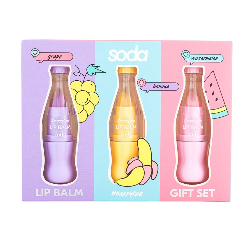 SODA LIP BALM GIFT SET #happylips, 3*3 g