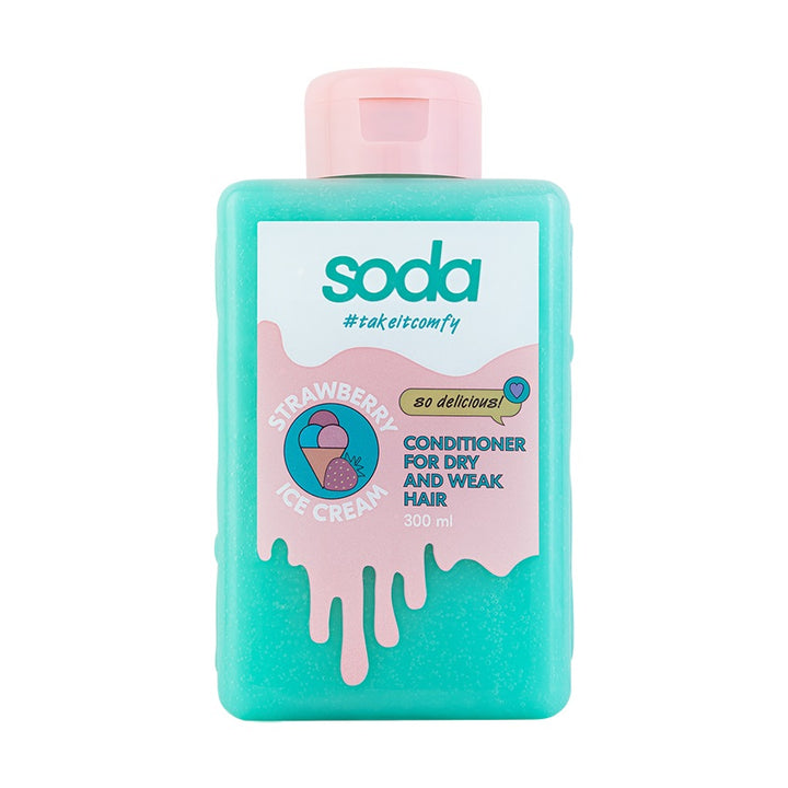 Hair conditioners CONDITIONER FOR DRY AND WEAK HAIR #takeitcomfy STRAWBERRY ICE CREAM, 300 ml