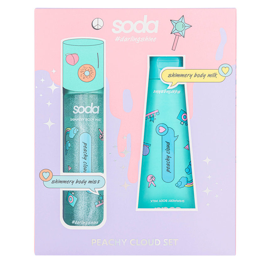 SODA PEACHY CLOUD SET (SHIMMER BODY MIST + SHIMMER BODY MILK) #darlingshine