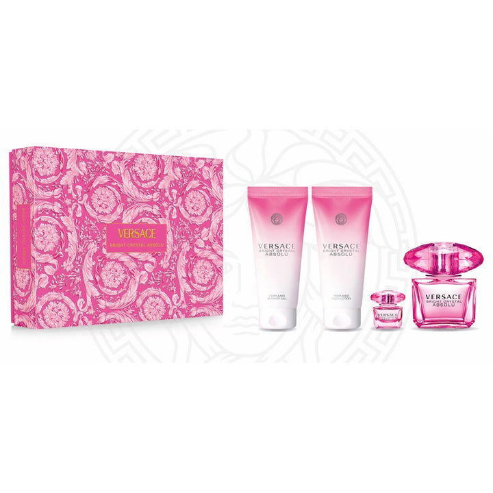 Gifts for her VERSACE BRIGHT CRYSTAL ABSOLU SET (EDP 90 ML+ EDP 5 ML + BODY LOTION 98 ML+ SHOWER GEL 98 ML)
