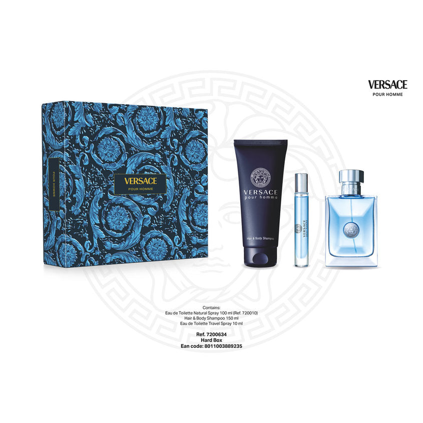 VERSACE POUR HOMME (EDT 100 ML + HAIR&BODY SHAMPOO 150 ML+ EDT 10 ML)